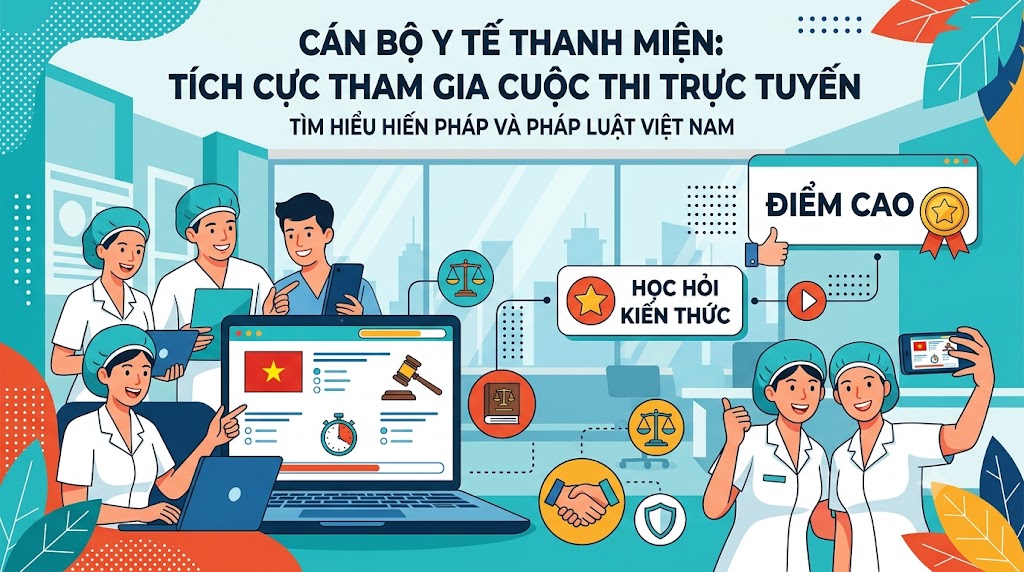 Hưởng ứng Cuộc thi trực tuyến Tìm hiểu Hiến pháp và pháp luật tại Trung tâm Y tế Thanh Miện
